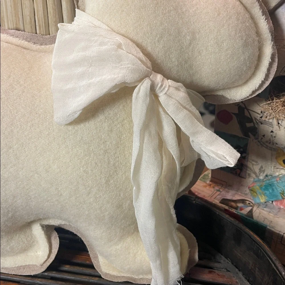 Homemade Charming Cream Bunny Pillow with Patchwork Quilted Heart